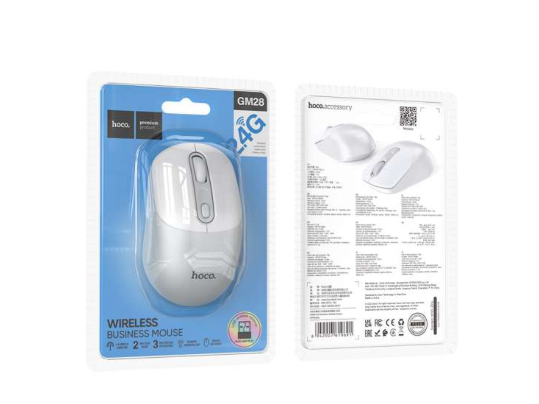 Hoco Wireless Business Mouse 2.4G - High Precision, Ergonomic, White Hoco Wireless Business Mouse 2.4G - High Precision, Ergonomic, White